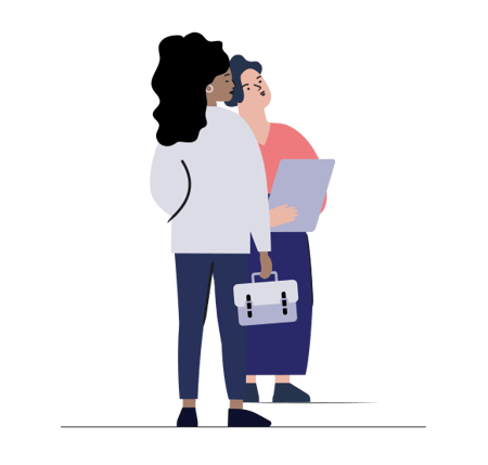 Fospha illustration of two women working